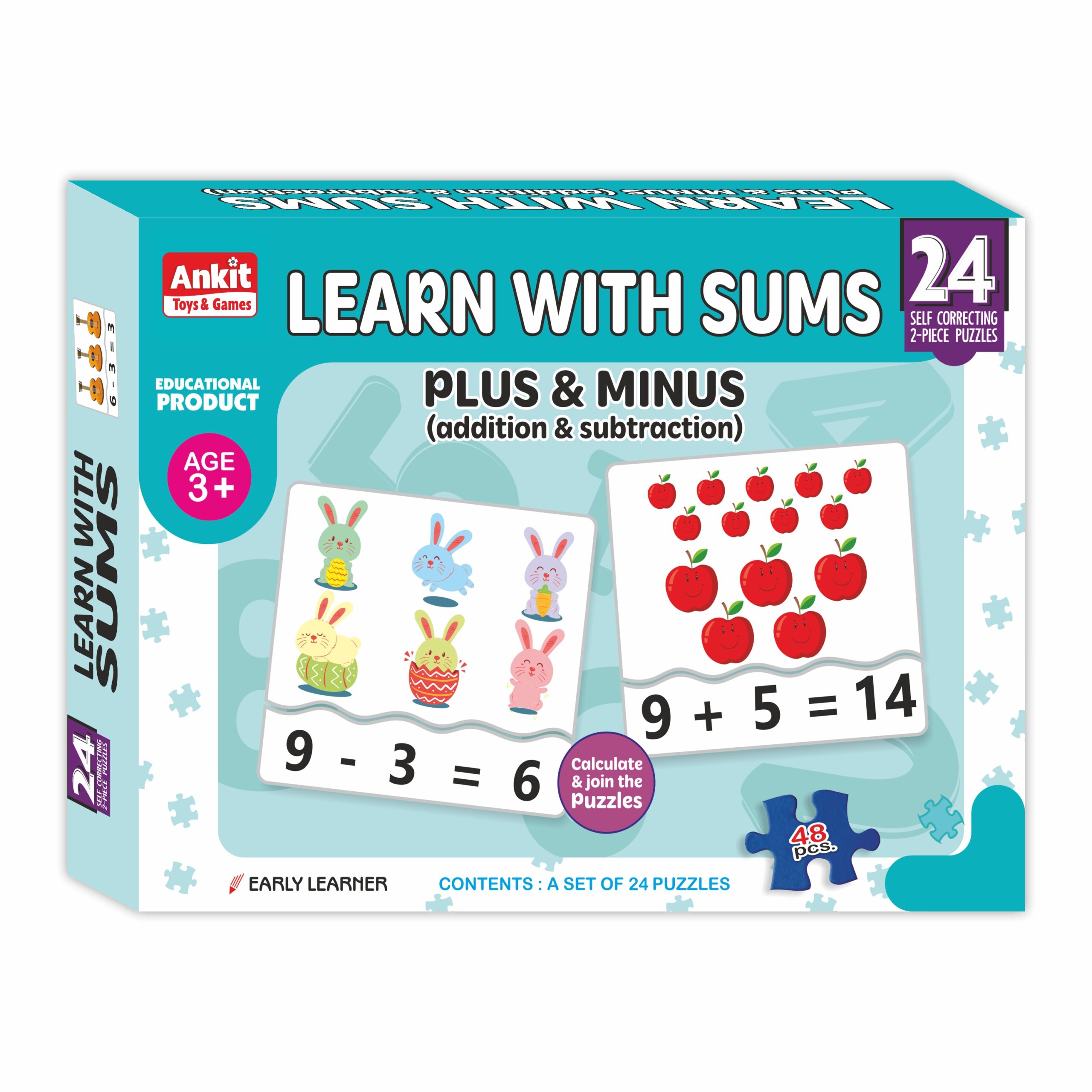 Ankit Toys Learn With Sums Jigsaw Puzzles Set of 24