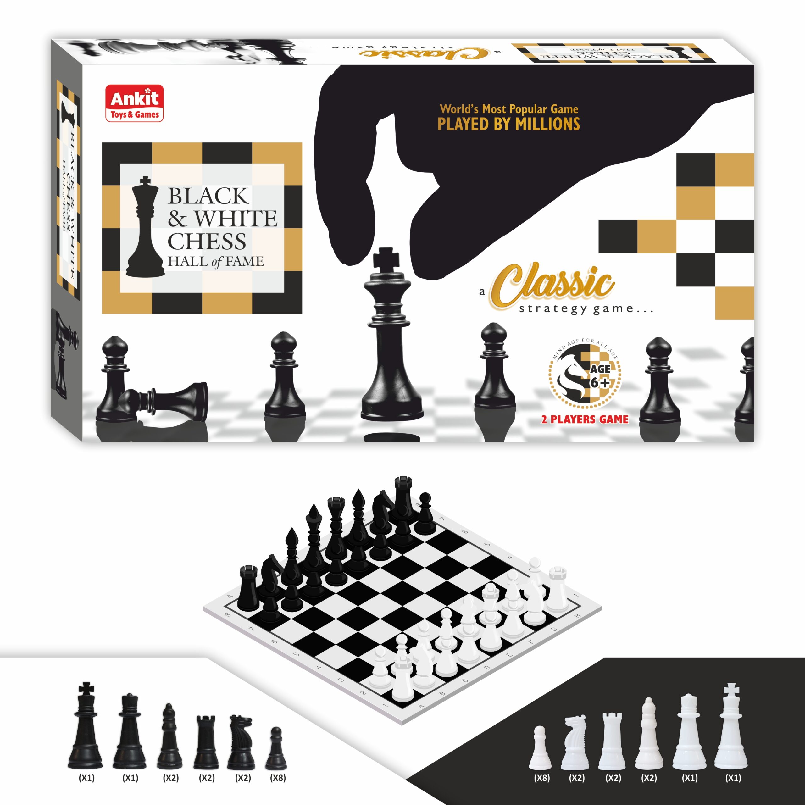 Ankit Toys Black & White Chess Board Game - Black White