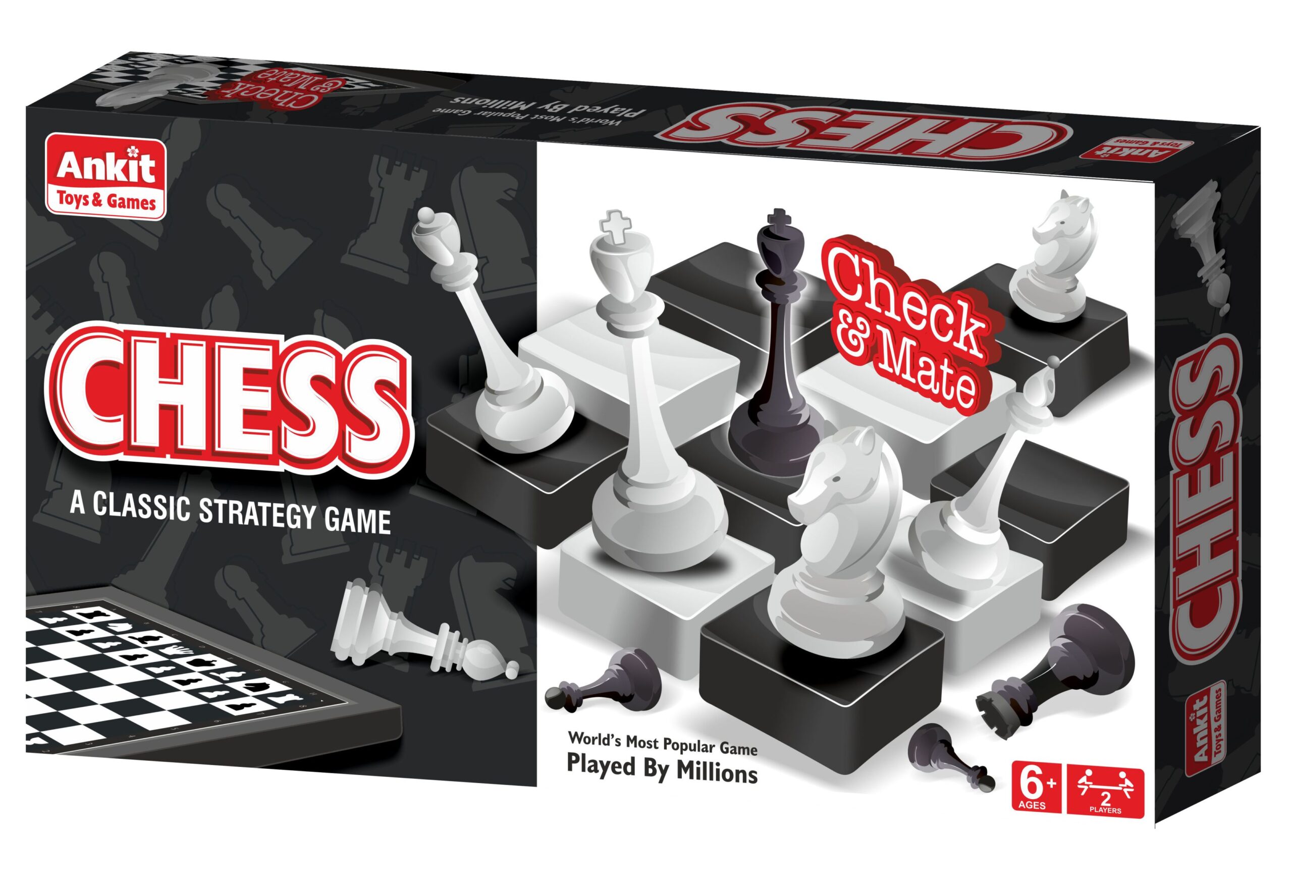 Ankit Toys Chess Board Game - Black White - Ankit Toys Manufacturing Company