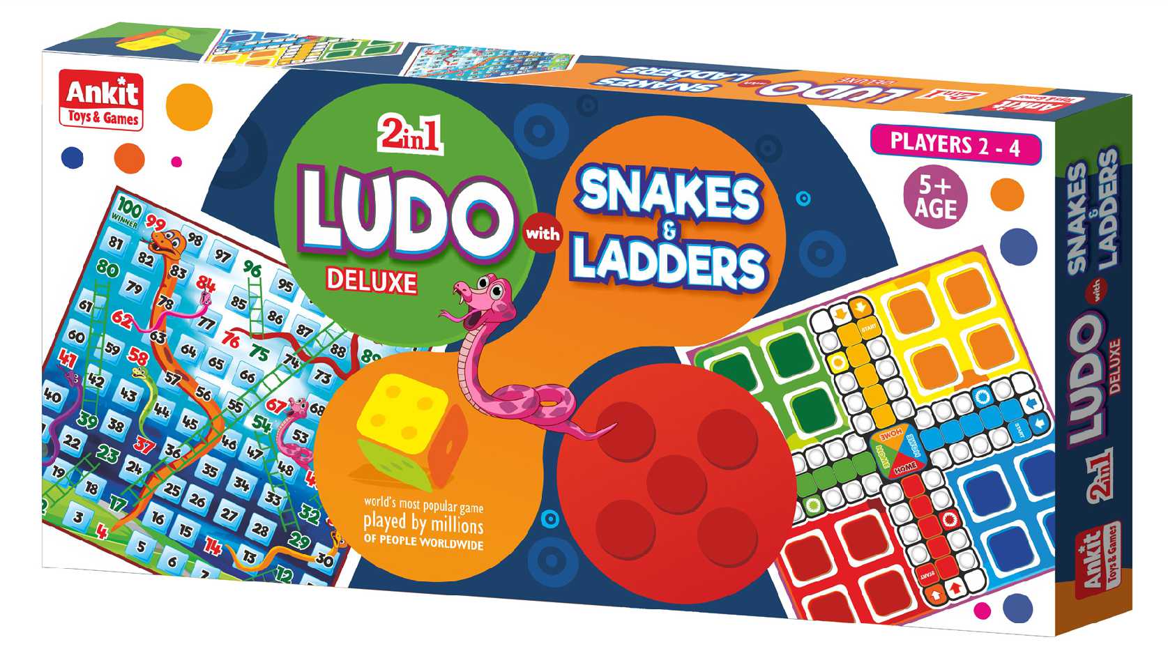 Ankit Toys 2 In 1 Ludo with snake & Ladder Board Game - Multicolor