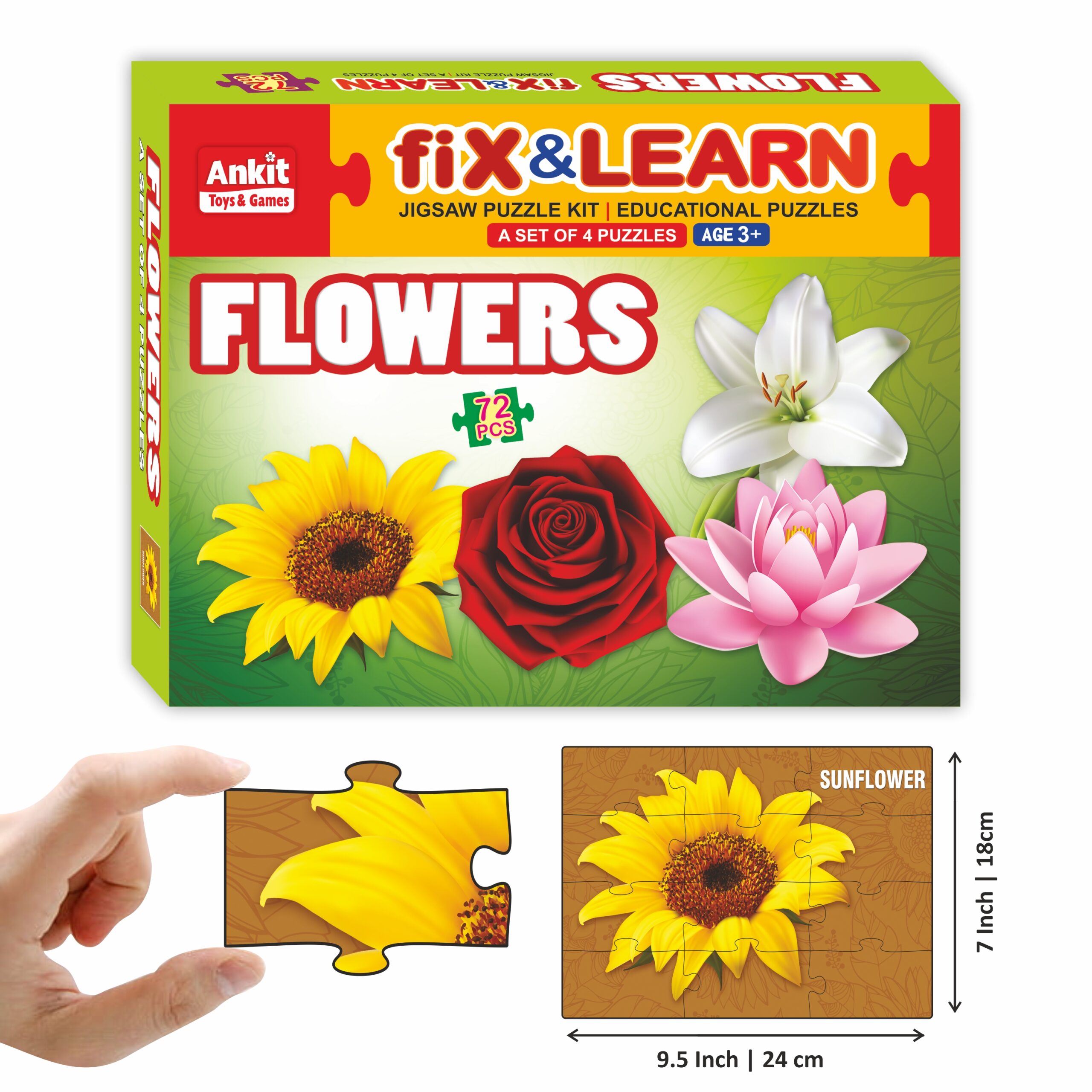 Ankit toys Fix 'N' Learn Puzzle- Flowers