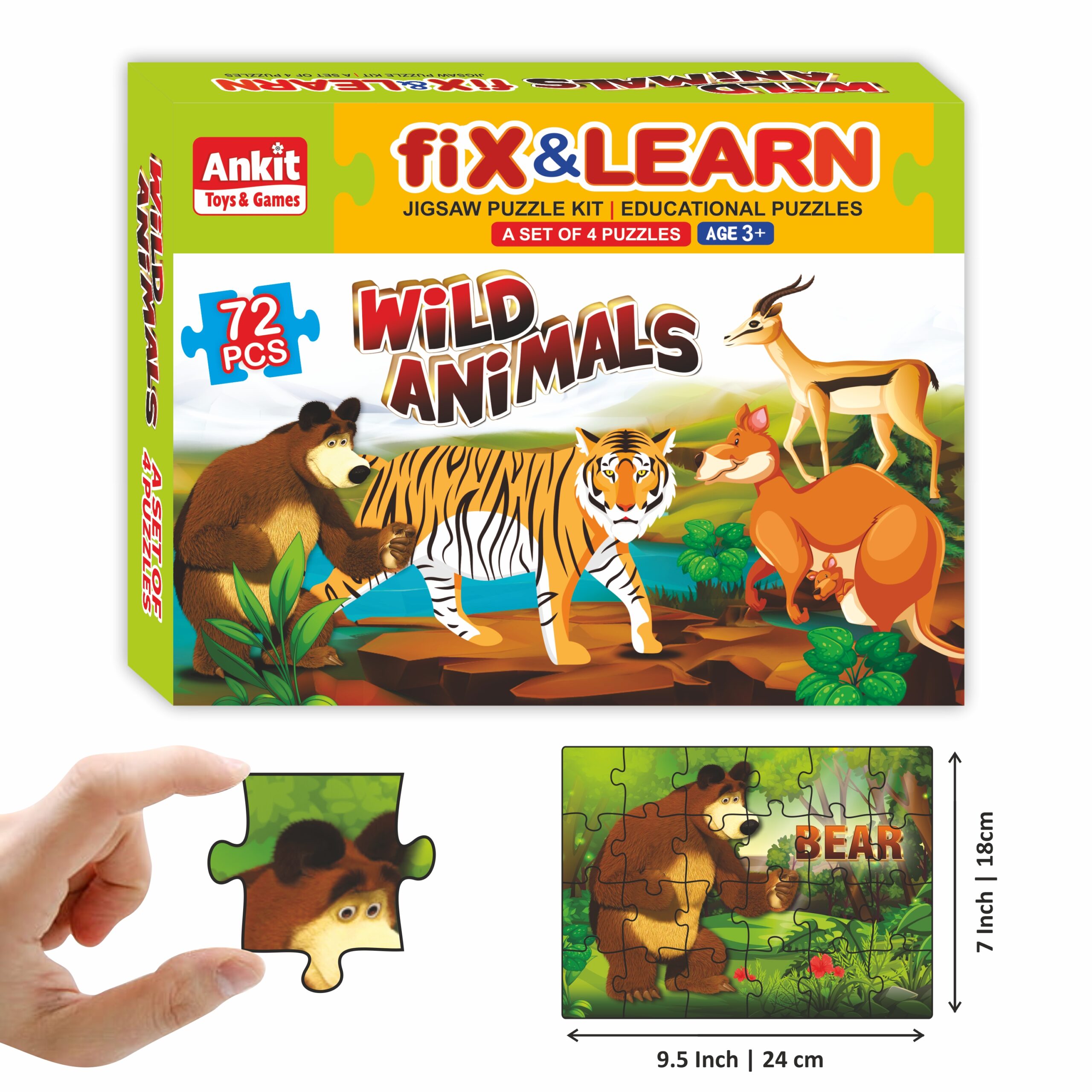 Ankit toys Fix 'N' Learn Puzzle- Wild Animals